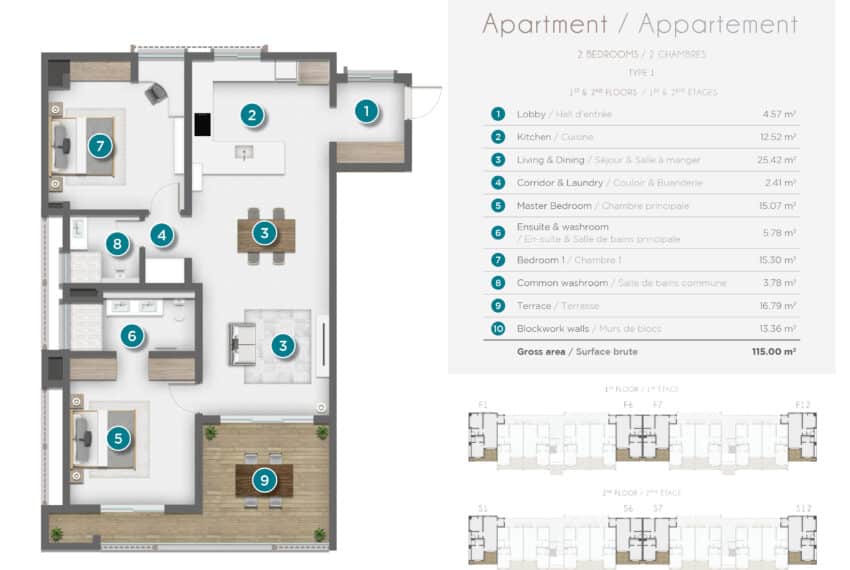 Lilow Residences - Apartment FF Type 1 - Surface area HR