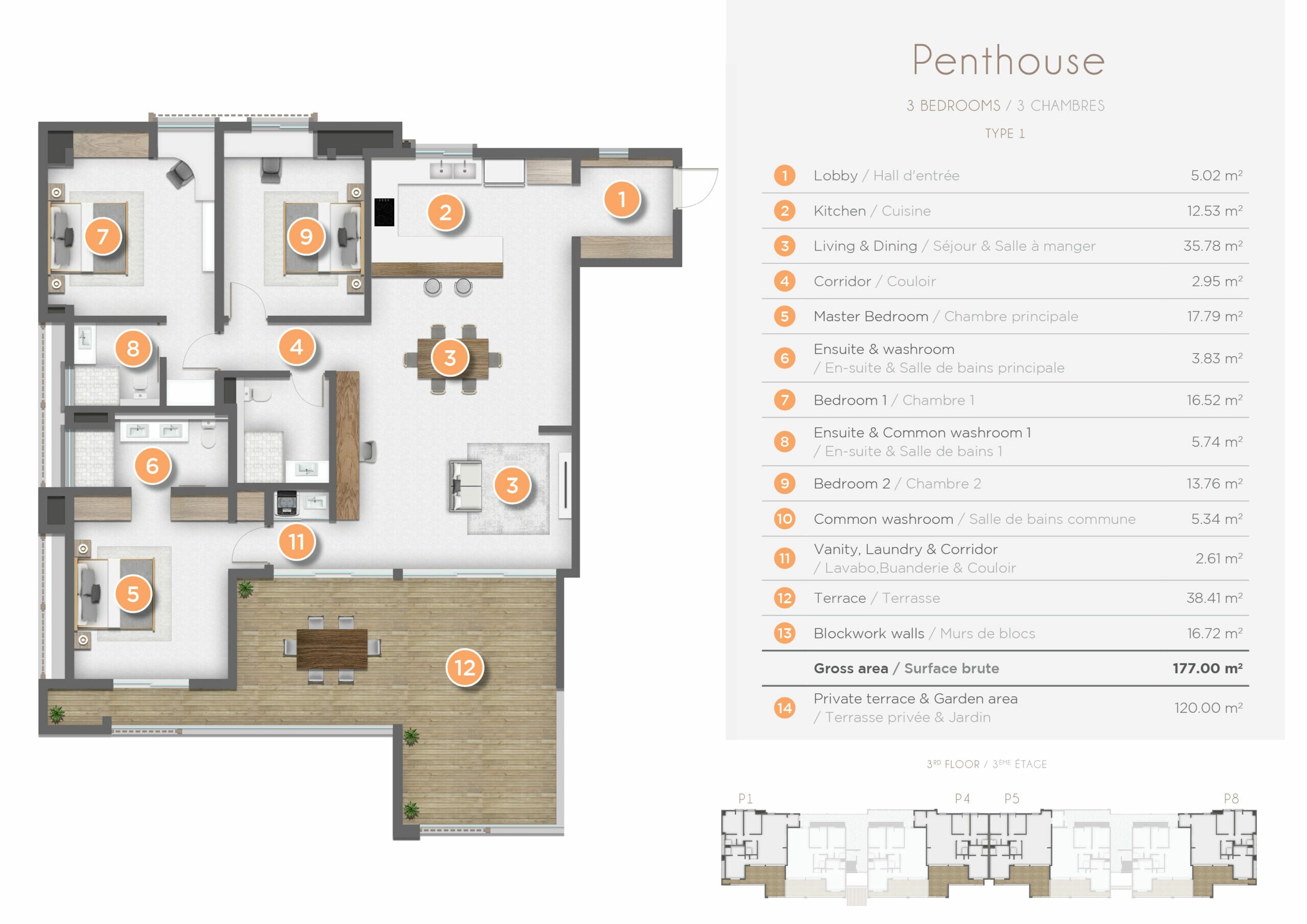 Lilow Residences - Penthouse Type 1 - Surface area HR